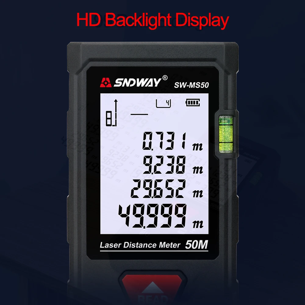 SNDWAY Laser Distance Meter 100M Laser Rangefinder Trena Laser Tape Range Finder Build Measure Device Ruler Test Tool