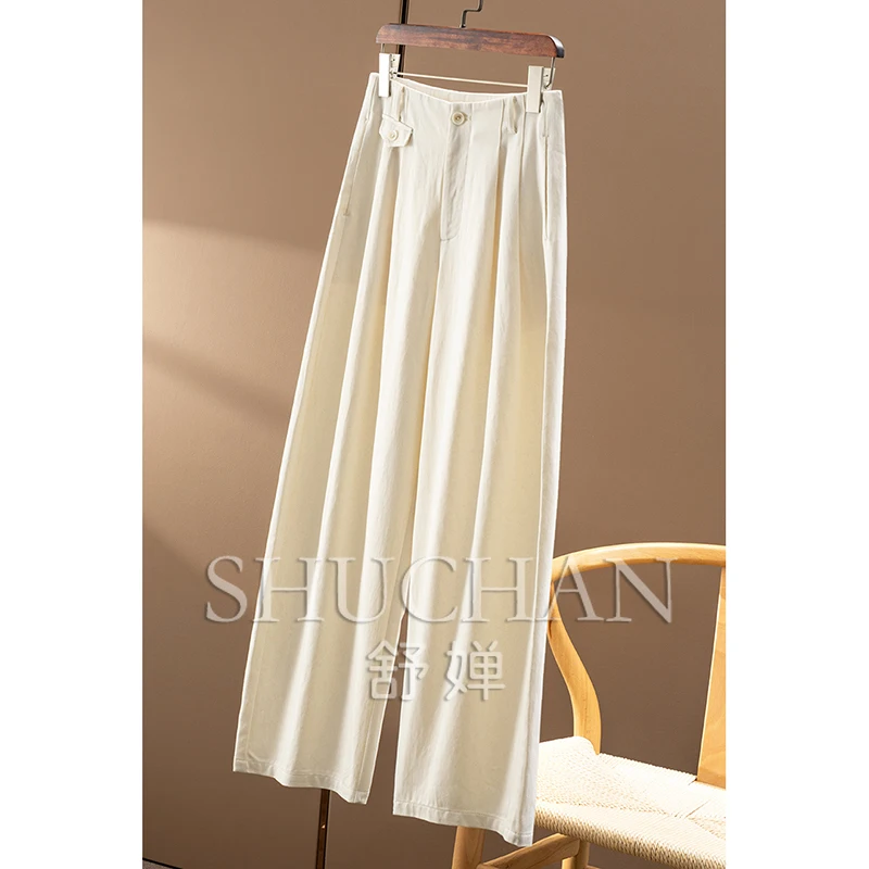 Early Autumn Cotton Baida Twill Conical Wide-leg Pants Women's 75B4  Pantalones Mujer Korean Fashion