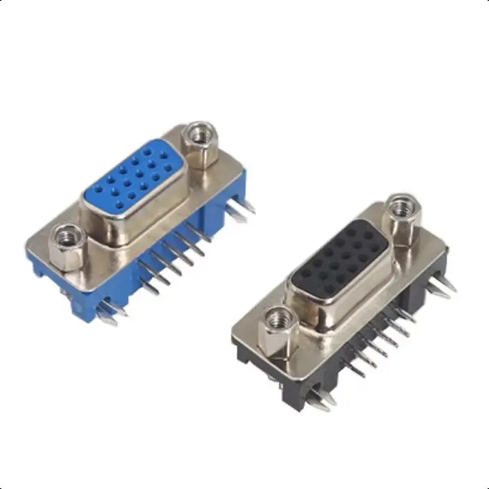 【5-1PCS】Connector Socket DB15 RS232 Harpoon Male/Female With Set Screw Post 3.08 Bent Three-row Connector Socket VGA Interface