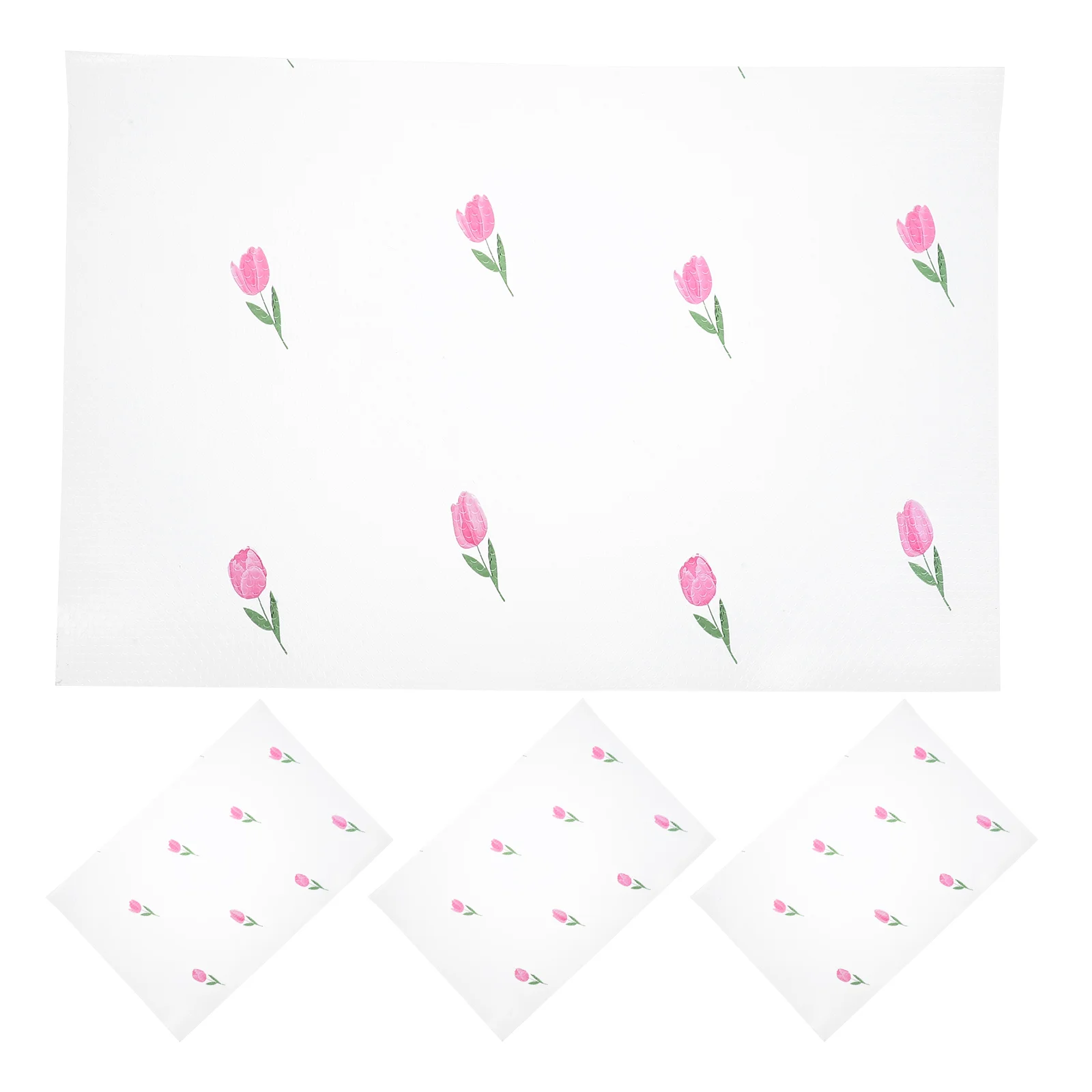 

4 pcs 45X30Cm Washable Refrigerator Pads Tulip Flower Design Non-Slip Liners For Fridge Vegetable Compartment Drawer Mats