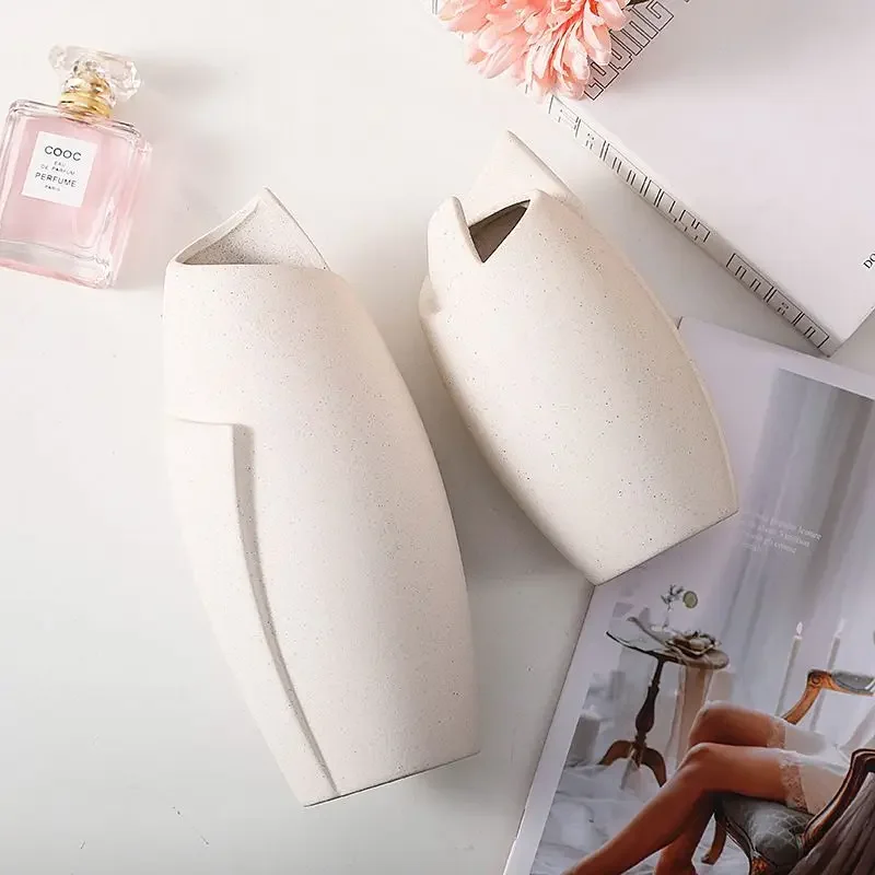Simple high-value ceramic small vase INS style flower arrangement ornaments home living room flowers Japanese style advanced
