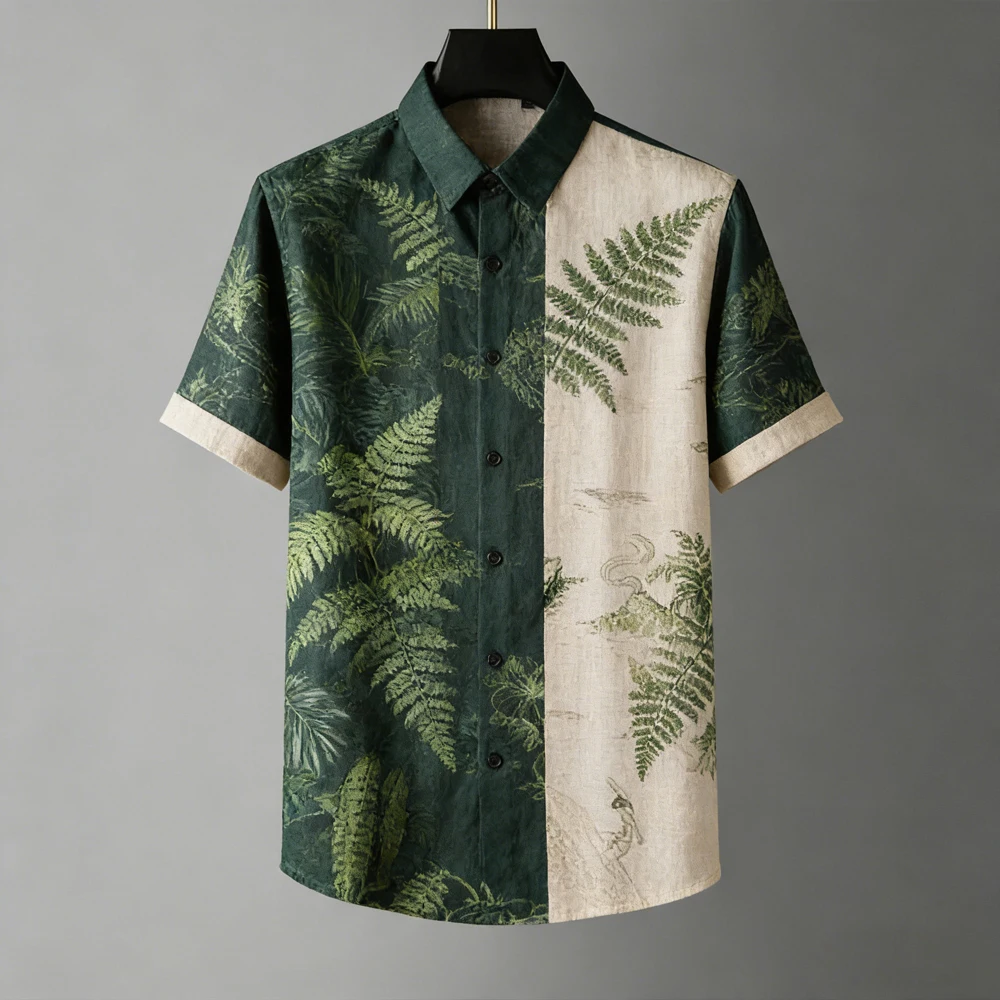 

Men's New Collar Short Sleeve Shirt Natural Plant High Definition 3D Printed Shirt Hawaiian Vacation Leisure Social Clothing men