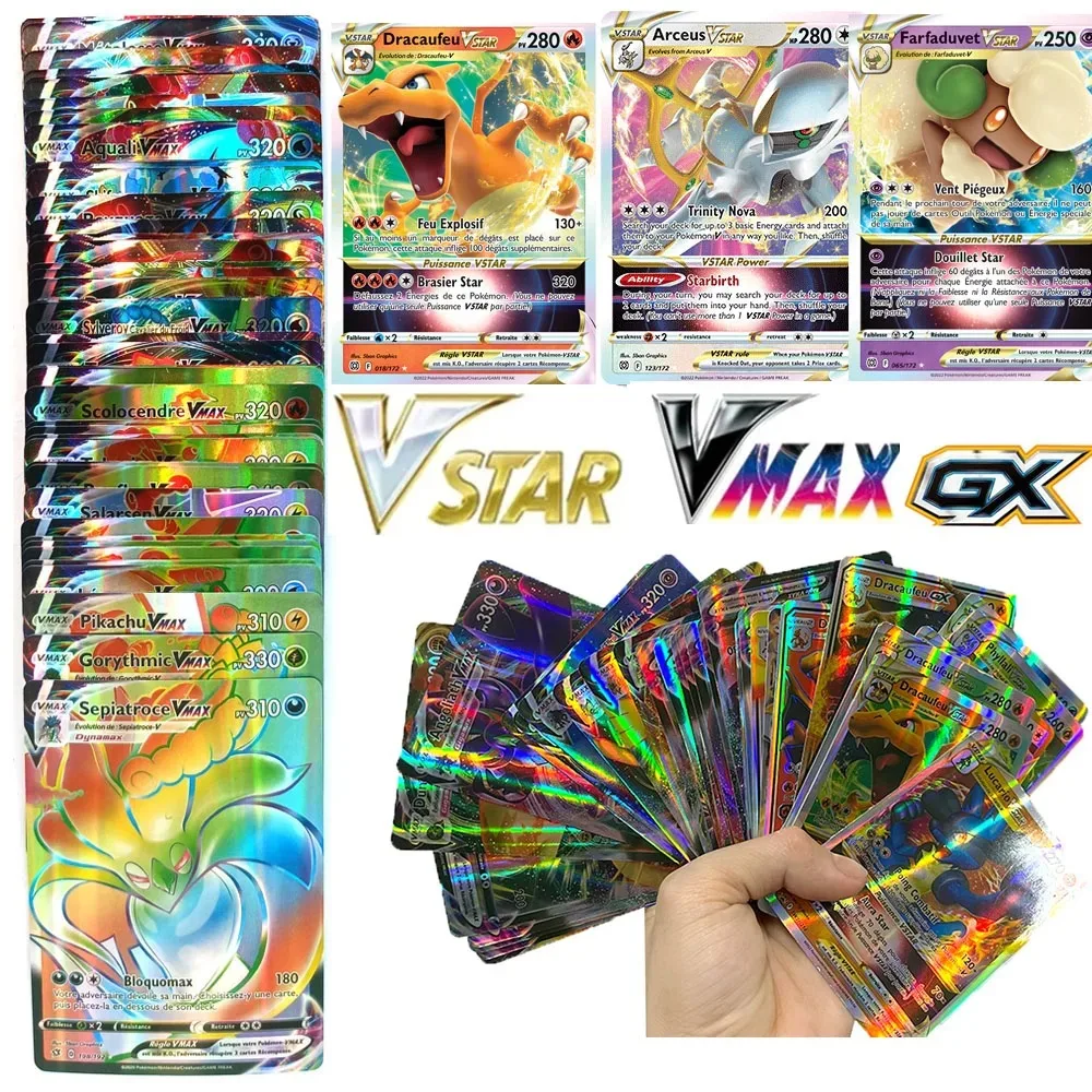 Pokemon Cards Vstar Vmax GX French Version Fun Flash Card Trading Cards Kids Card Christmas Birthday Gifts for Children Toy