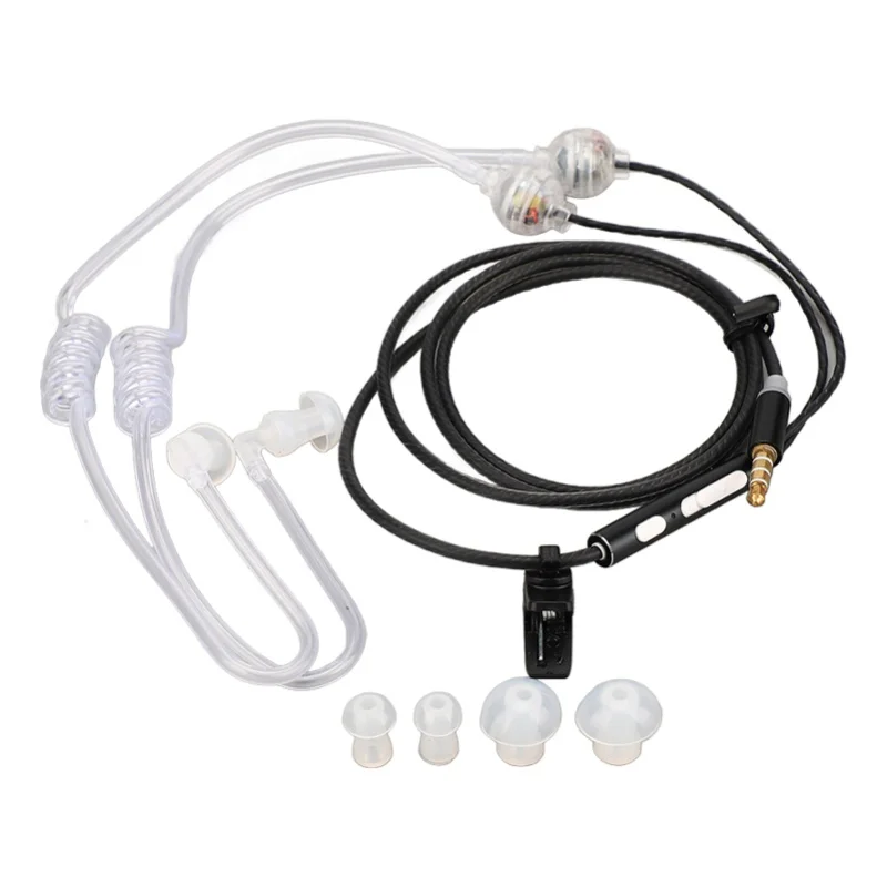 Air Tube-Ohrhörer, ergonomisch, strahlungsfrei, Geräuschunterdrückung, tragbar, binaural, 3,5 mm Air Tube-Headset für Laptop, Tablet, Schwarz