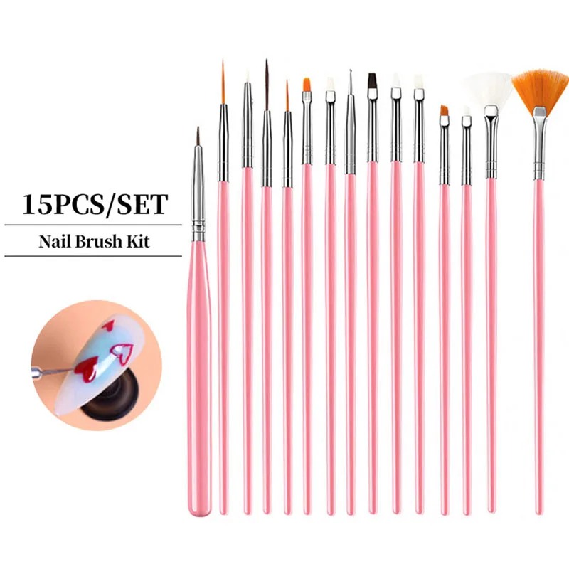 LULAA 15PCS Multifunctional Nail Art Brush Line Painting Pen Dotting Tools Nail Accessories And Tools Nail Brushes For Manicure image 2