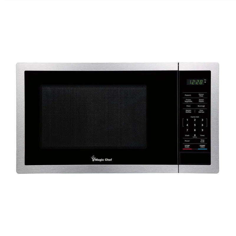 

Настольная микроволновая печь Magic Chef, маленькая микроволновая печь размером 0,9 куб. фута, 900 Вт, нержавеющая сталь