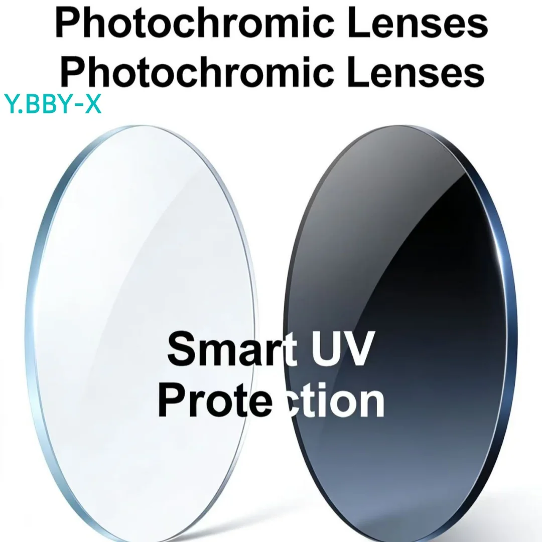 

Y.BBY-X Photochromic Lenses Single Vision Optical Prescription Lens Change Color Men Glasses Super Tough Hardness