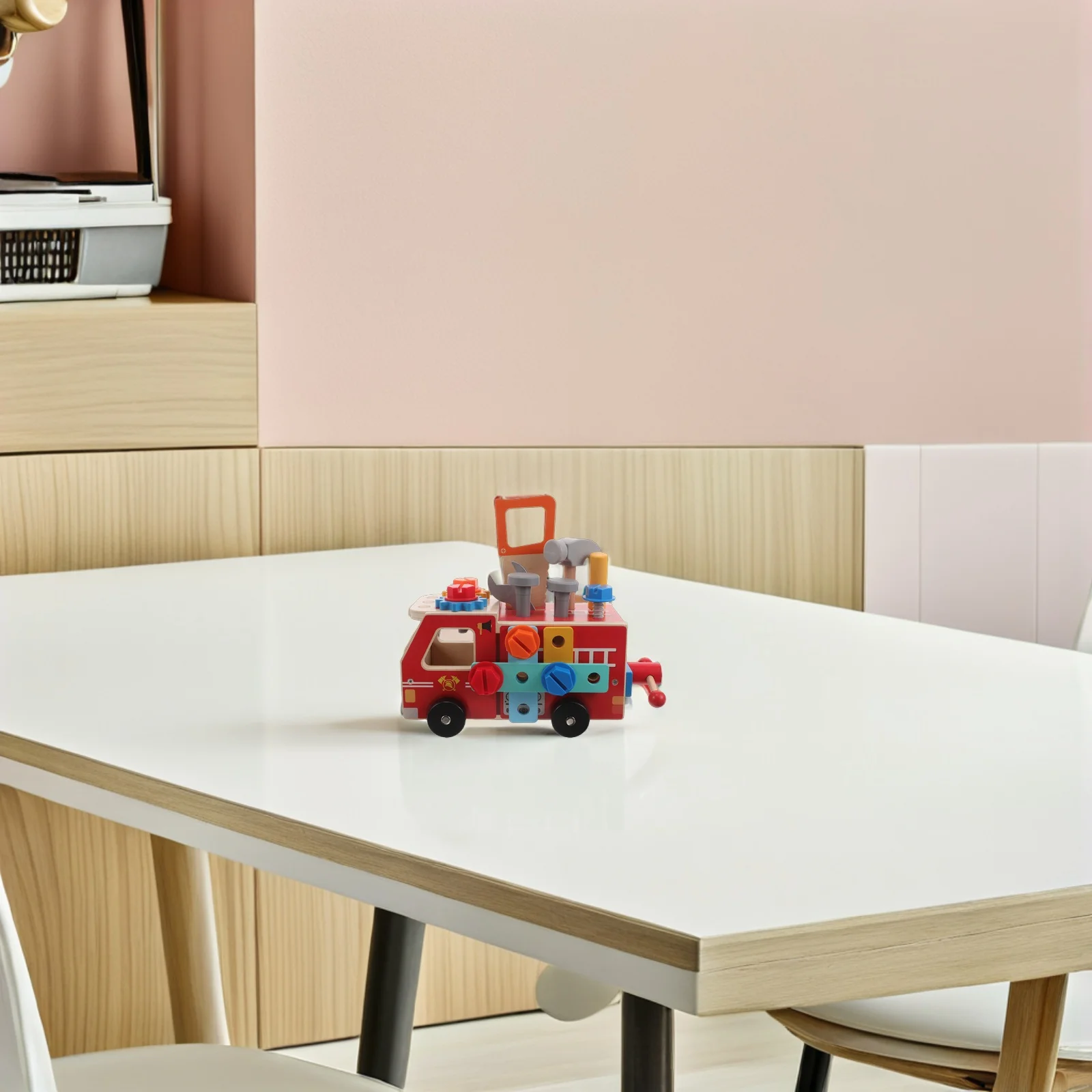 

Early Education Tool Truck Wooden Fire Toy Car Toys Pretend Play Construction Workbench Stool