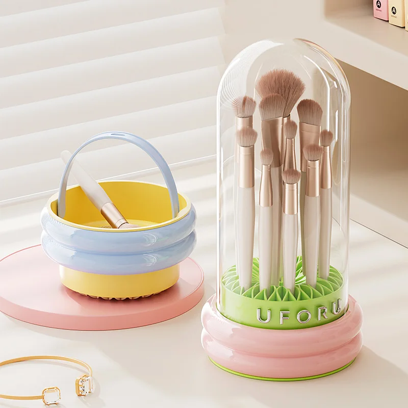 Uforu Dopamin-Make-up-Pinsel-Aufbewahrungsbehälter, staubdicht, zum Aufhängen und Trocknen, multifunktionaler Make-up-Ei-Organizer