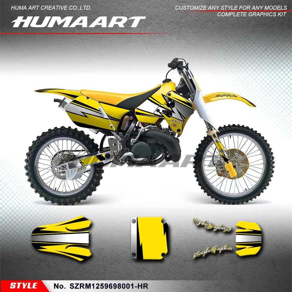 

HUMAART Custom Graphics Enduro Stickers Vinyl Decals for Suzuki RM125 RM250 1996 1997 1998, SZRM1259698001-HR