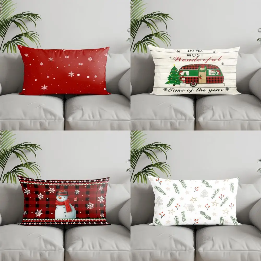 ديكور المنزل الأحمر ندفة الثلج منقوشة المخدة مناسبة ل أريكة غرفة نوم سيارة وسادة غطاء وسادة وسادة الظهر المستطيلة