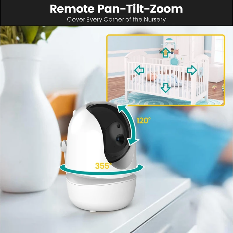 4.3Inch IPS Screen Wireless PTZ Intercom Baby Monitor Security Camera Long Distance Camera EU Plug