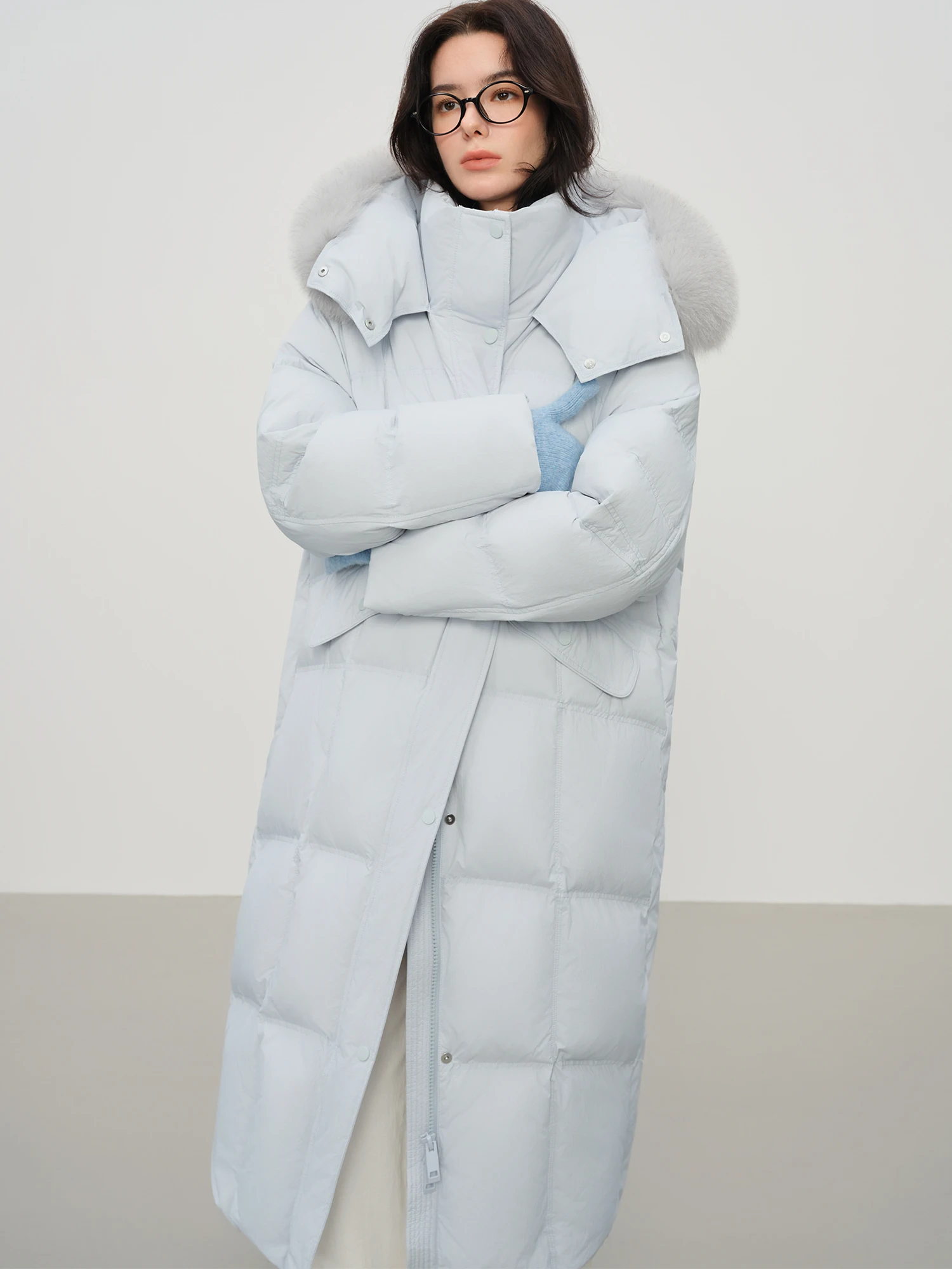 Fsle inverno plus size longo para baixo casaco com gola de pele de raposa do falso inverno 2025 nova jaqueta parkas quente multi cores disponíveis