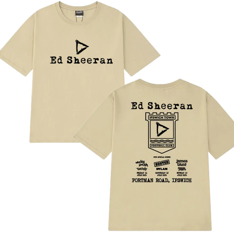 Hot Sale Ed Sheeran Play Tour 2025 Double Sided printed T shirt Summer Men Women vintage Hip Hop streetwear Unisex Cotton Tops