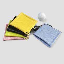 Square Golf Ball Square Club Head Wiping Cloth Cleaner | Double-Sided Golf Ball Cleaning Towel with Retractable Hook