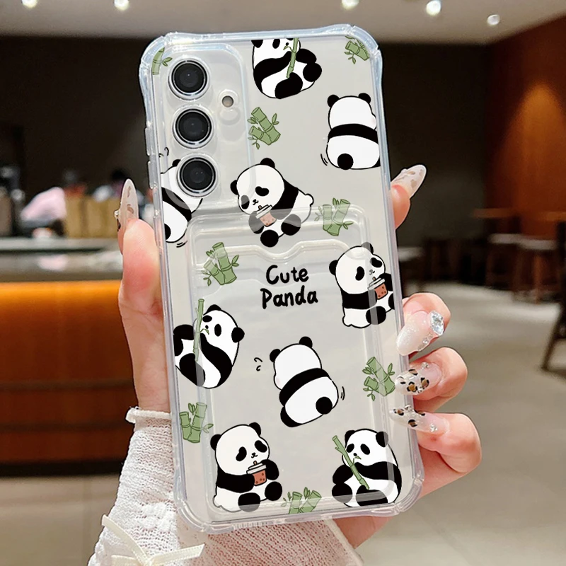 Niedliche Panda-Kartenhülle für Samsung Galaxy S26 S23 Ultra S25 Edge S24 FE A57 A37 A17 A56 A36 A54 A15 A55 A16 Handyhülle – Detail 14
