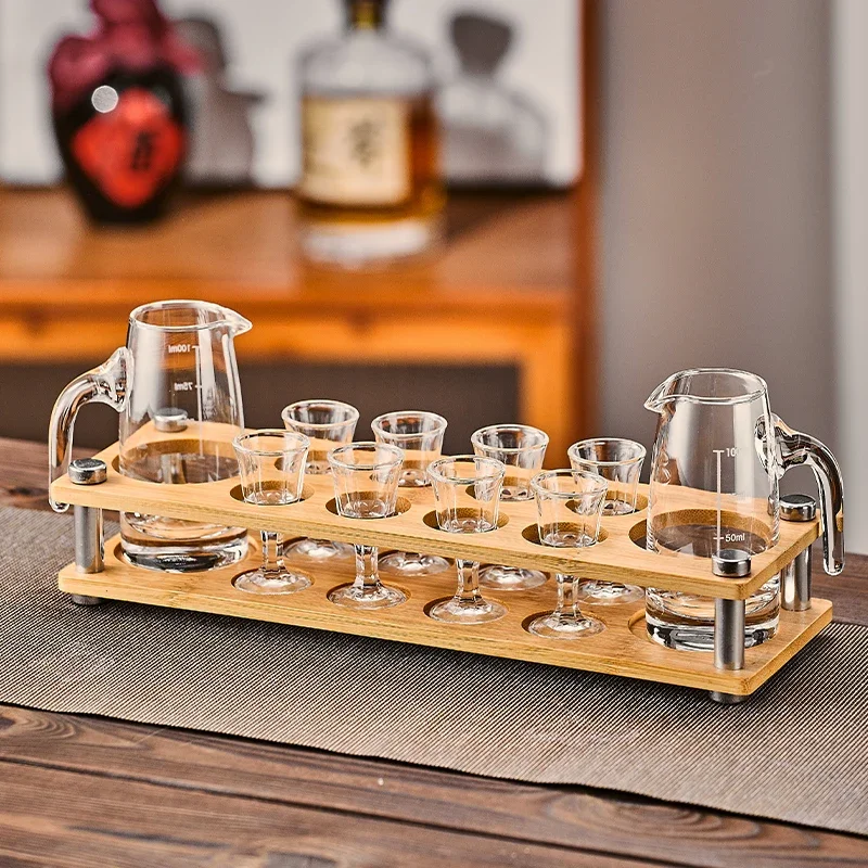 Wooden Glass Holder 6-Hole Bar Wine Drinks Display Rack Cup Storage Flight Tasting Tray for Kitchen and Bar Tools