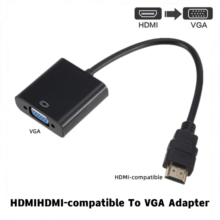 1080P HDMI-متوافق مع VGA محول محول كابل HDMI ذكر إلى VGA Famale محول التناظرية الرقمية لأجهزة الكمبيوتر المحمول اللوحي التلفزيون