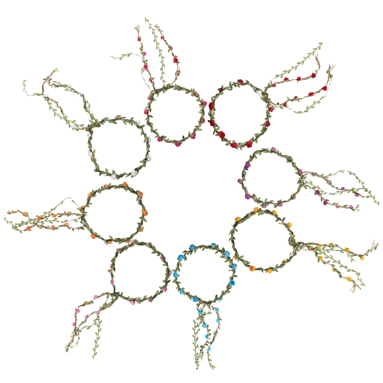 

8Pcs Rose Flower Vine Braided Hairband Style Lightweight Headband for Party Prom Handmade Decorative Hair Accessory