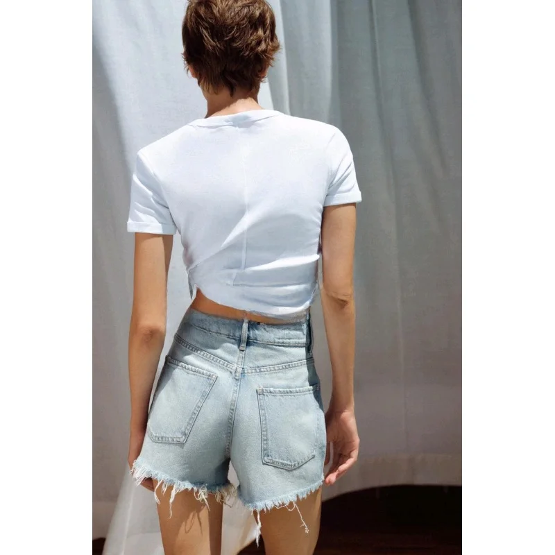 

Новые весенние широкие джинсы с высокой талией, женские рваные старые шорты, украшенные бриллиантами, летние новые поступления