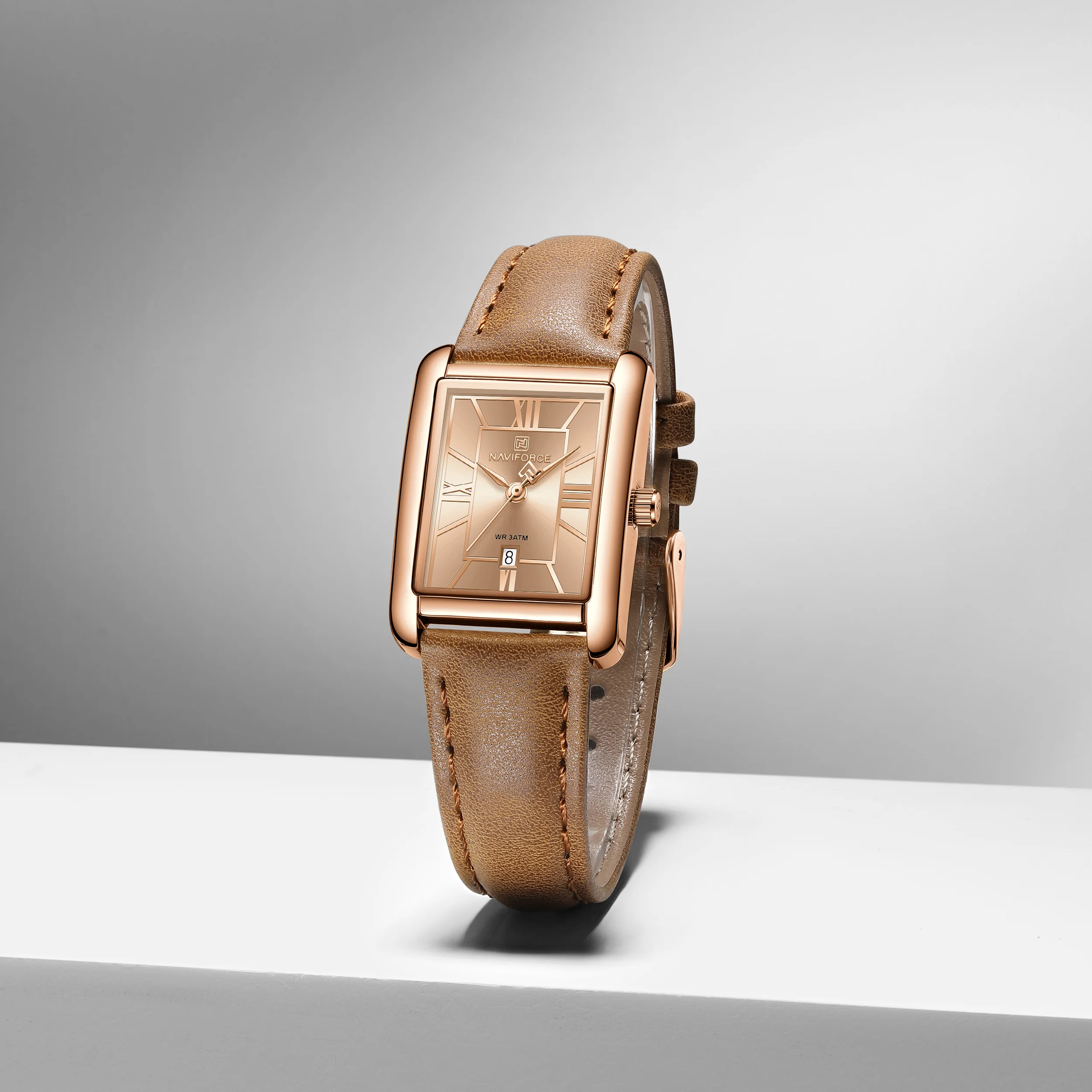 Women\'s Brown Square Leather Vintage Elegant Waterproof Quartz Retro Wrist Watch Square Rectangular Vintage Women Watch, Brown Faux Leather  main image 4