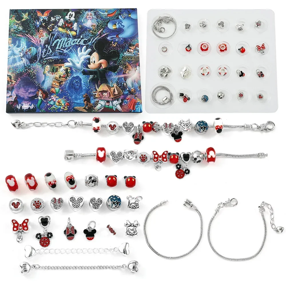 Nowy Disney Stitch świąteczny kalendarz adwentowy Hello Kitty kalendarz adwentowy odliczanie DIY biżuteria bransoletka naszyjnik Making świąteczny prezent