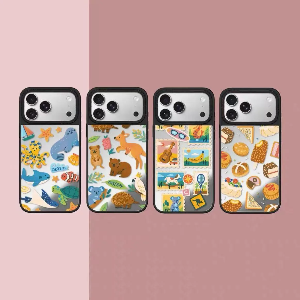 

Cute Marine Terrestrial Animals Mirror Surface Phone Cover for IPhone 12 13 14 15 16 17 Pro Max Case for IPhone 17 Air