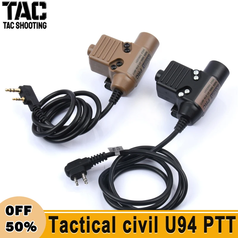 Tactical NEW Civil Version U94 PTT WADSN Headset COMTAC Earphone Outdoor Shooting Protect Headphone PTT Fit Baofeng Kenwood Plug