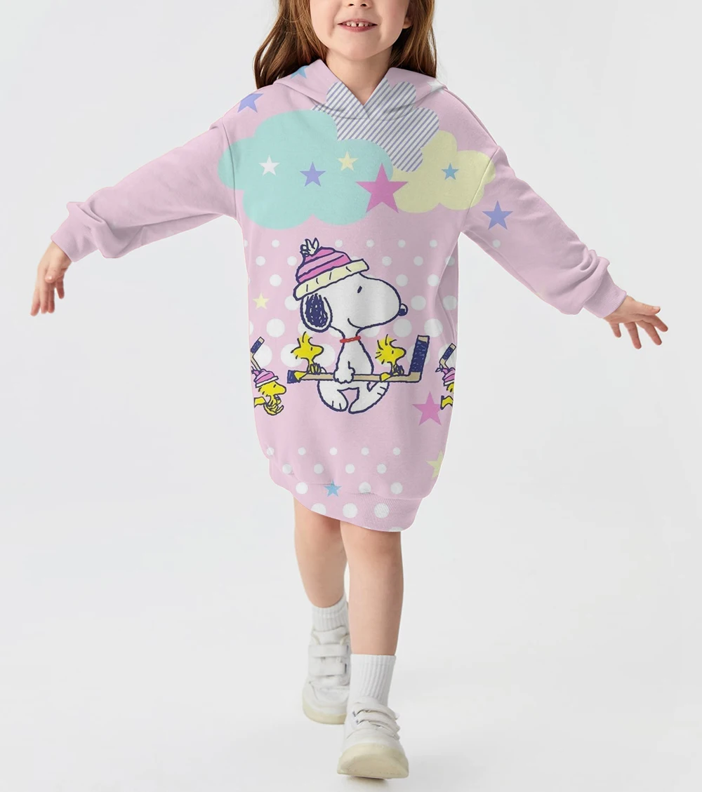 Children's Cartoon Splicing Disney Snoopy Printed Hoodies Autumn and Winter Girls Long Sleeves Cute Fashion Girls Hoodies