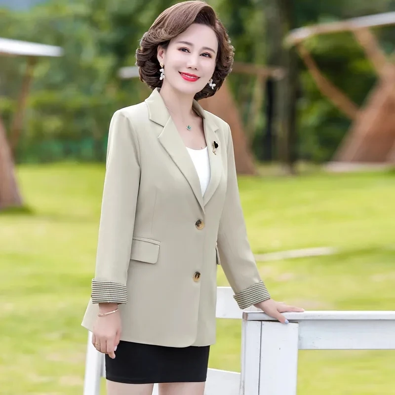 Mom's Spring Coat Is Fashionable And Exotic, Middle-aged Women's Spring And Autumn Thin Suit  2023 New Windbreaker