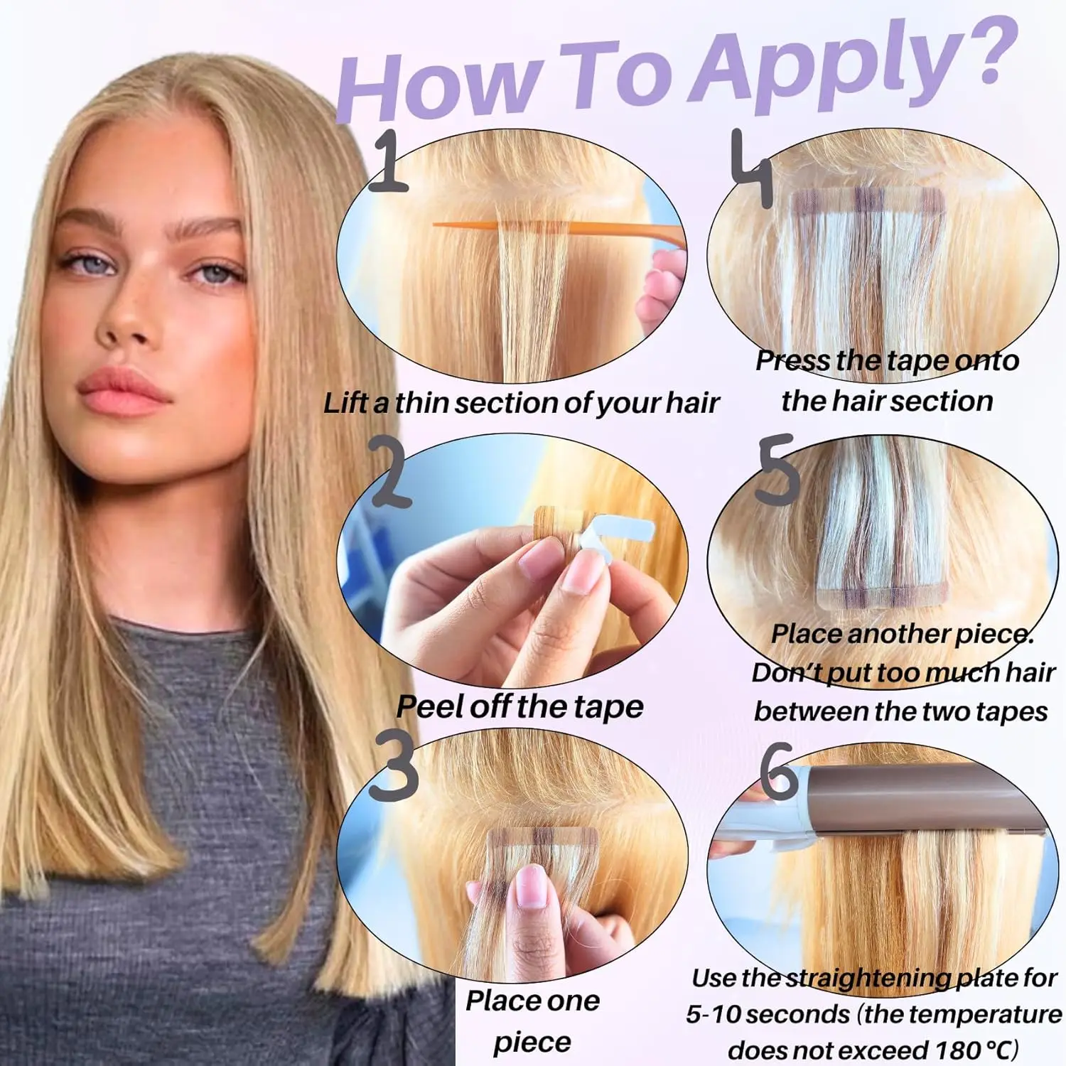 Pita Kercsityn dalam Ekstensi Rambut Rambut Manusia Asli Pita Mini Tak Terlihat di Rambut Manusia Ekstensi Rambut Lurus Alami untuk Wanita