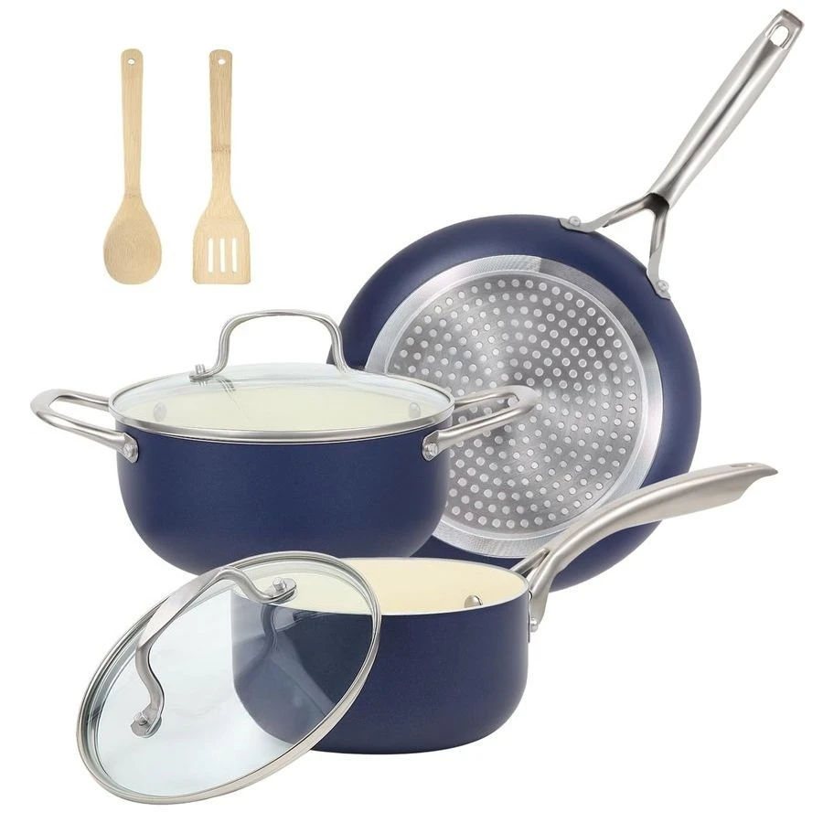 

and Pans Set, 7 Piece Nonstick Ceramic Cookware Set, Kitchen Induction Cookware Sets, Pots and Pans Non Stick with Oven Safe Han