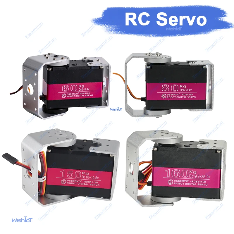 

Цифровой сервопривод RC 60/80/150/160 кг, двухосевой, 180° ° /270 ° Высокомоментный сервопривод с металлическим редуктором для FPV-дронов, радиоуправляемых машин и роботов масштаба 1/5