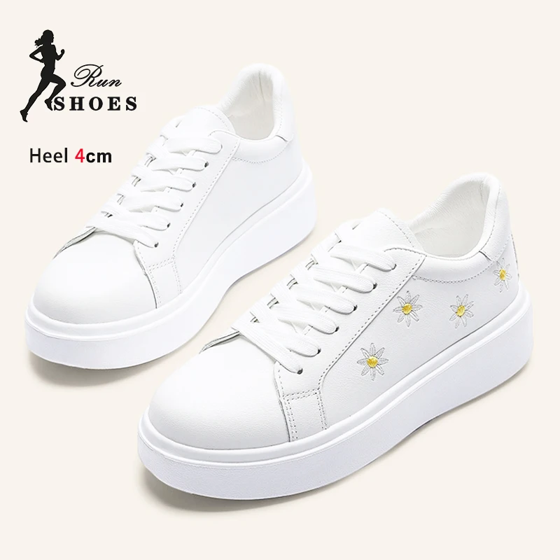 

Повседневная белая вулканизированная обувь для женщин, универсальные кроссовки на толстой подошве 4 см, женские уличные туфли на шнуровке, размер ручной работы 36-44