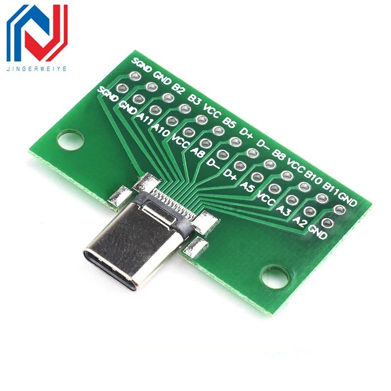 1Pcs Type-C Male to Female USB 3.1 Test PCB Board Adapter Type C 24P 2.54mm Connector Socket For Data Line Wire Cable Transfer