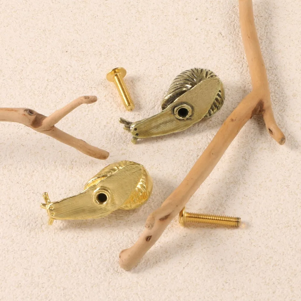 Gold Color Snail Brass Handle Luxury Furniture Hardware Cabinet Door Knobs Push-pull Retro Wardrobe Drawer Pulls Cupboard