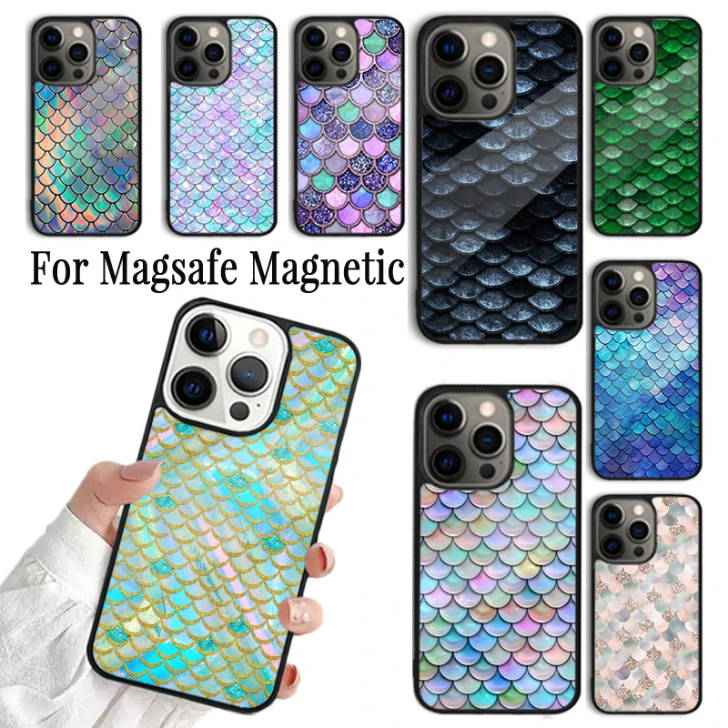 Coque Phone Case For iPhone 16 15 14 13 12 Mini 11 Pro Max Plus Magsafe Magnetic Wireless Charging Cover Mermaid