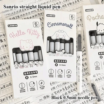 6 ピース/セットかわいいサンリオハローキティ中立ペン 0.5 ミリメートル黒インクゲルペンかわいい漫画ボールペンクロミ韓国学用品