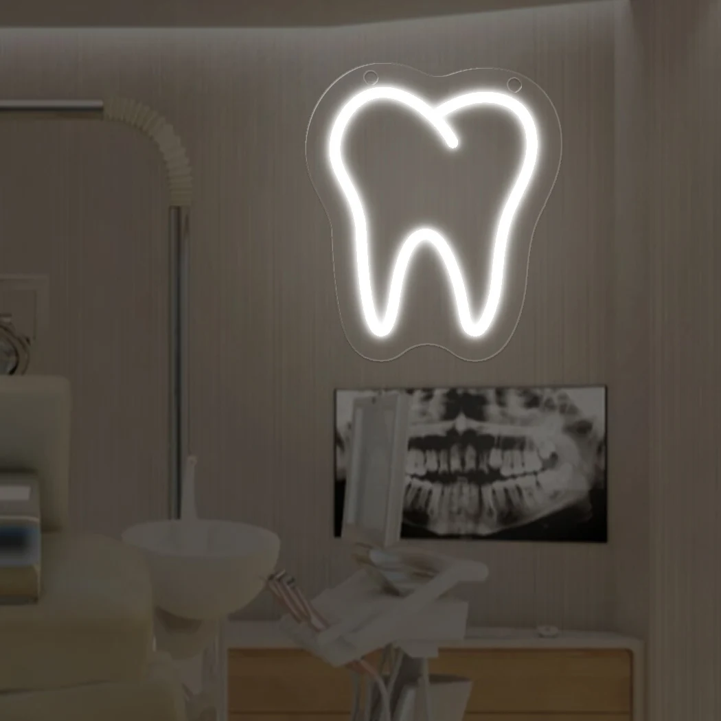 Tooth Neon Light Sign Dental Room Dental Hospital Dental Clinic Sign LED Neon Lamp Wall Bedroom Decoration USB Neon Sign Lights