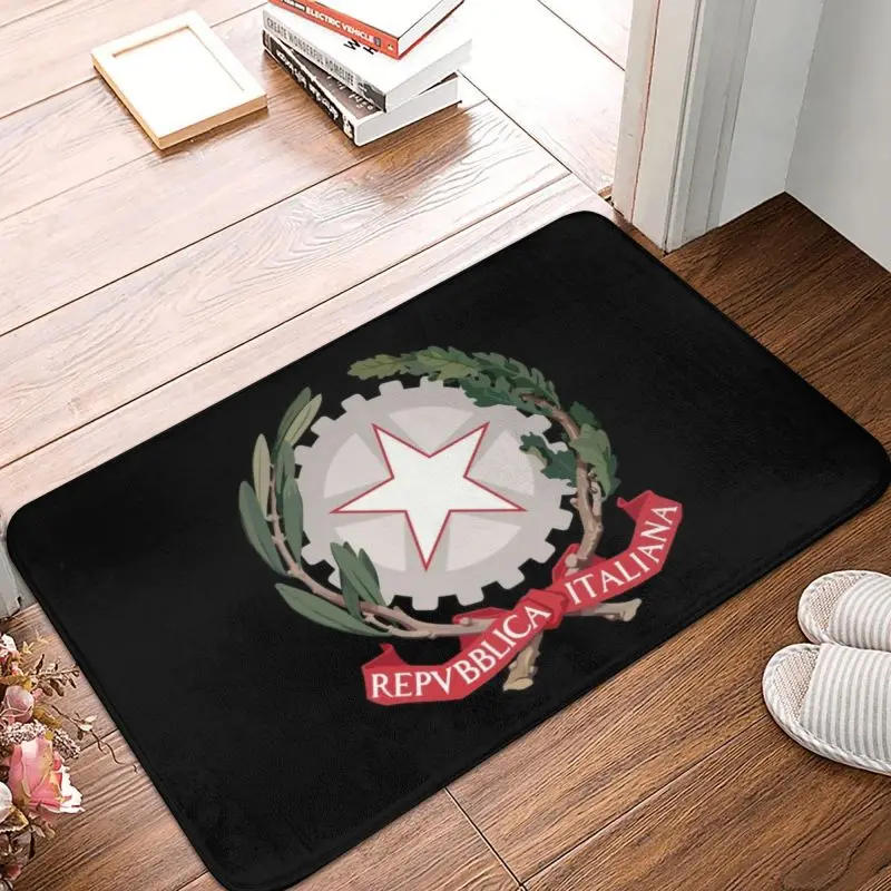 Emblem Of Italy Front Door Mat Anti-Slip Indoor Absorbent Italian Republic Doormat Garden Garage Entrance Rug Carpet