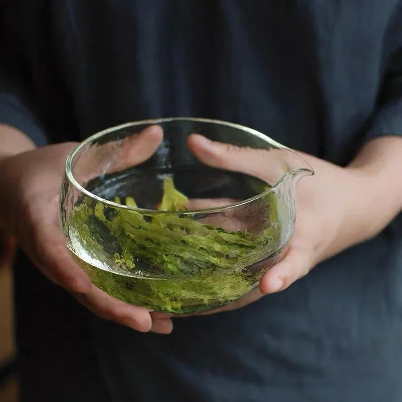 Matcha Bowl with Spout Chawan Cup Whisking Unique Textured Japanese Glass Scoop Ceremony Mindful Gift Salad Utensil