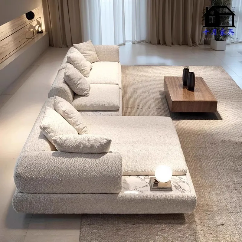 

Italian minimalist large apartment living room super moon sofa villa cream wind wabi sandy wind modern fabric high-end