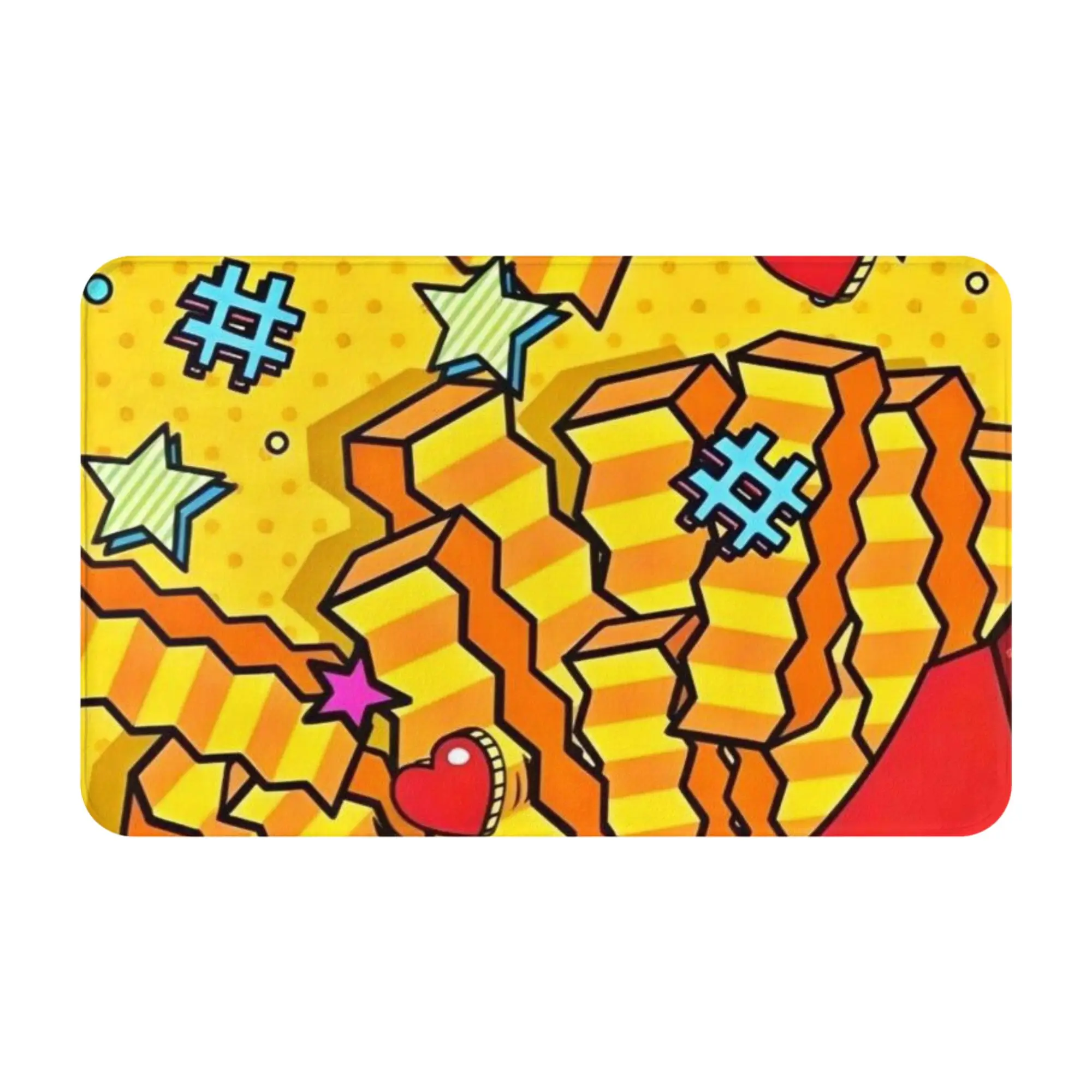 French Fries Pop Art Comic Fun Graphic Anti-Slip Doormat Kitchen Mat  Balcony Indoor Home Decor