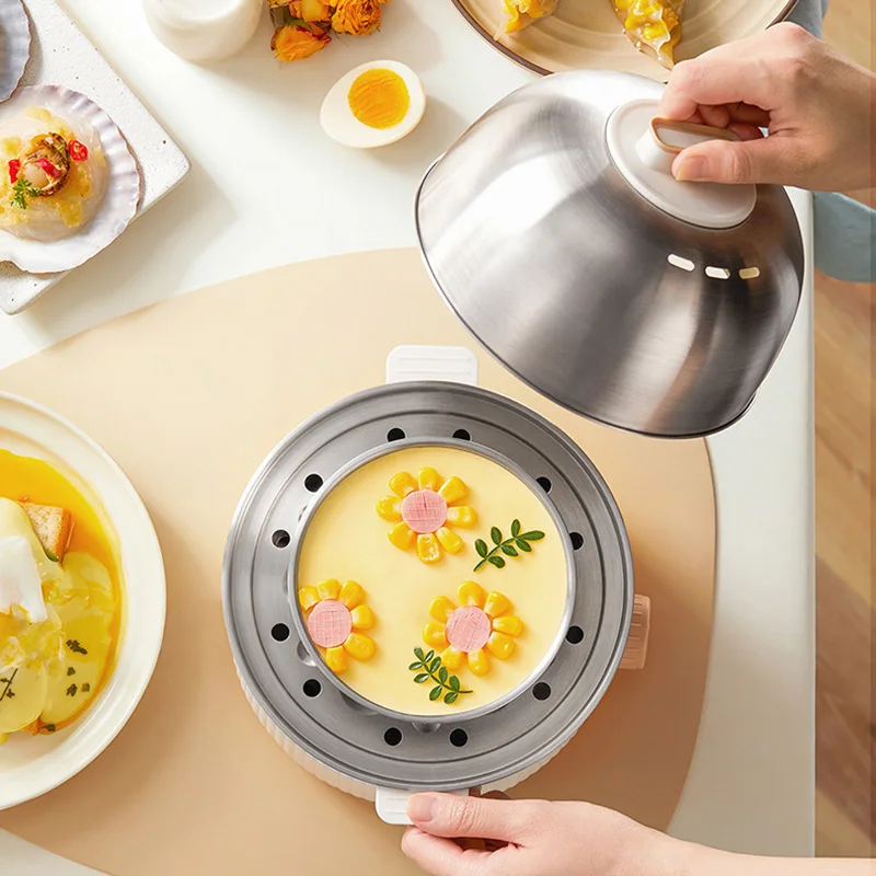 350W Electric Egg Cooker Timed Egg Boiler Breakfast Machine Automatic Steamer Egg Custard Steaming Cooker Food Warmer 2 Layers