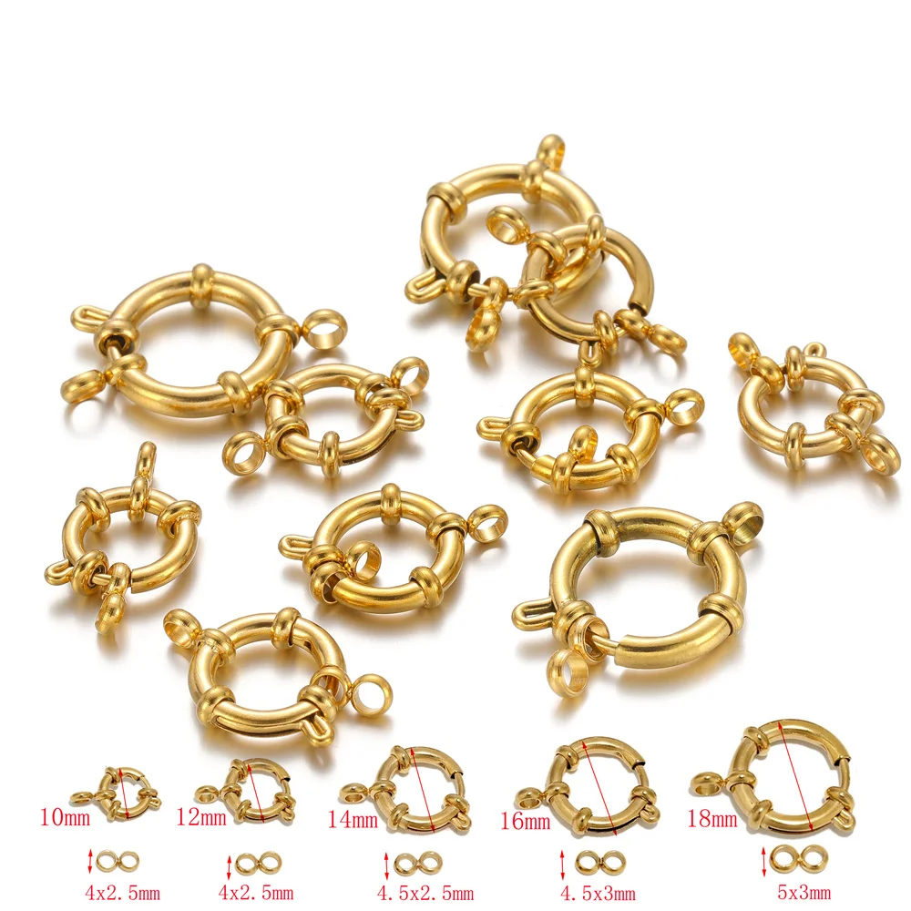 4 stuks roestvrij staal gouden ronde veersluitingen haken voor armband sleutelbeen ketting sluiting connectoren DIY sieraden maken benodigdheden