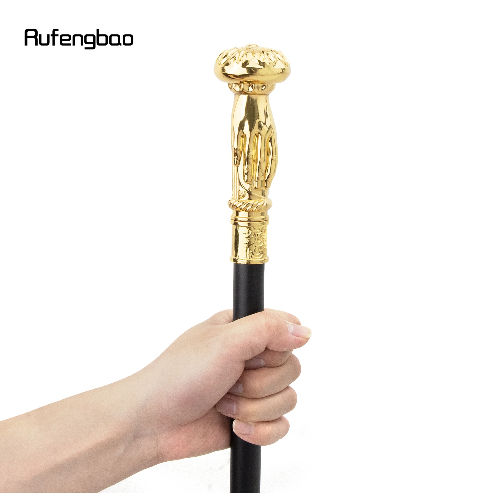 Golden Hand Hold Flower Luxury Fashion Walking Stick for Party Decorative Cane Elegant Crosier Knob Walking Stick 93cm