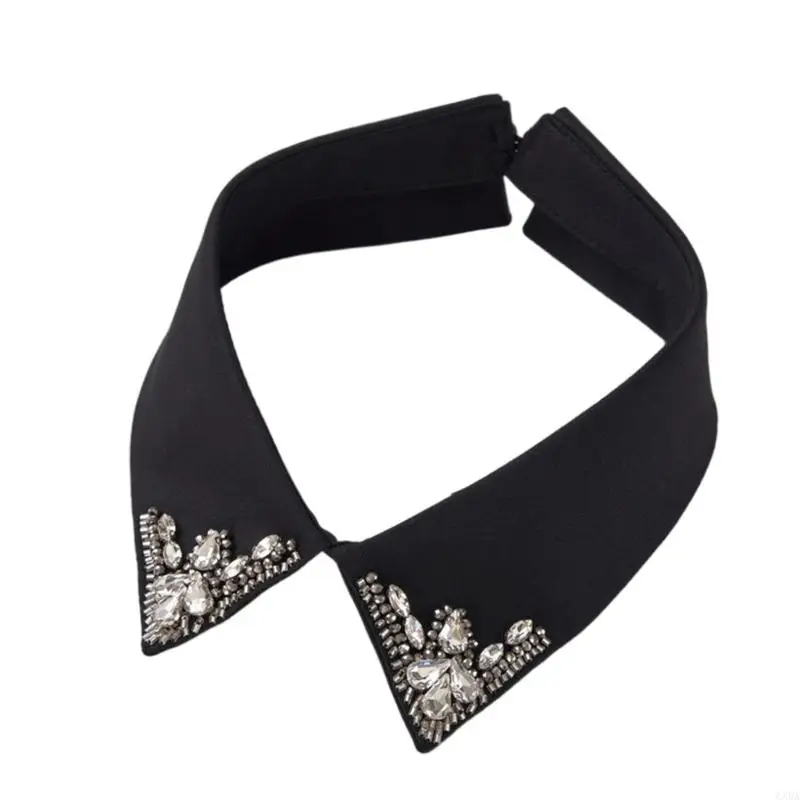 Adjustable Back Necklace Collar With Rhinestones Stylish Detachable Women’s Clothing Decoration 6XDA