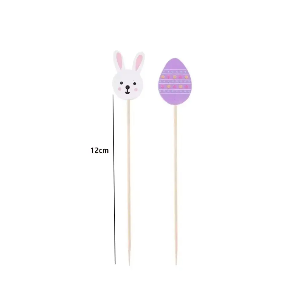 100Pcs/Set Easter Toothpicks Disposable Multifunctional Cocktail Picks Bunny Carrots Fruit Salad Bamboo Sticks