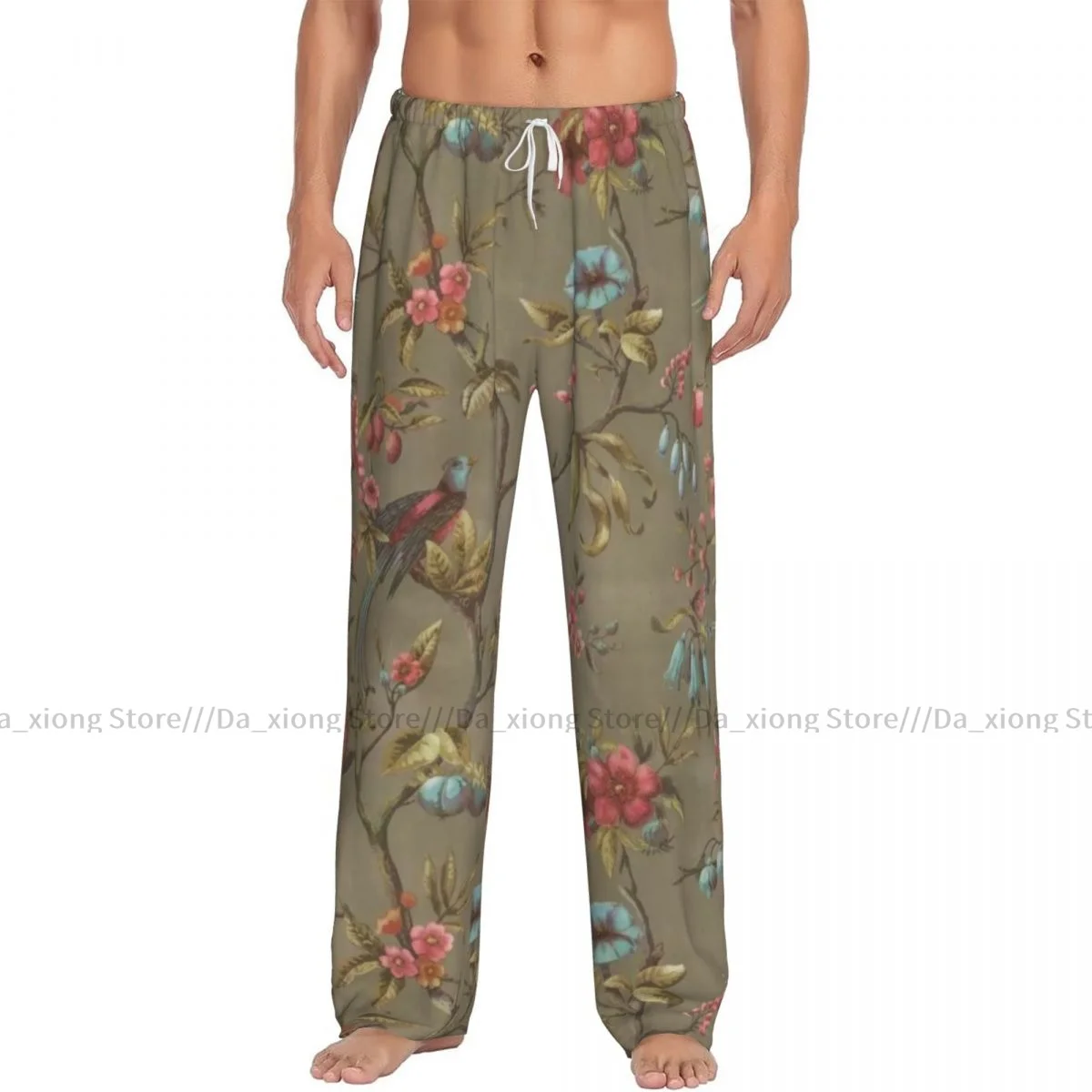 Pijama solto casual masculino com elástico na cintura, estampa Stamperia Amazonia, pijama aconchegante, calça Home Lounge