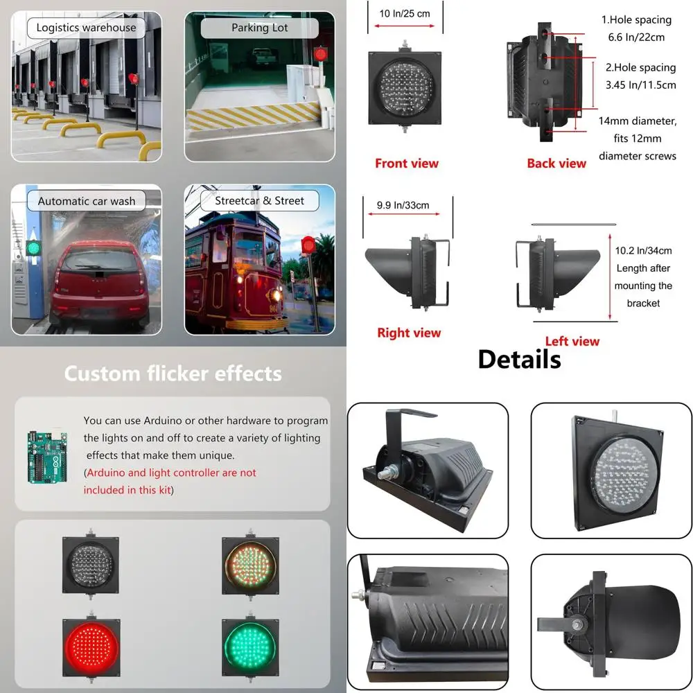 

Светофор 200 мм (8 дюймов), 12-36В, 2-в-1 (красный/зеленый), водонепроницаемый корпус из поликарбоната